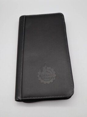 Leed's Black Leather Personal Ogranizer Folio Travel Wallet Planet Fitness Logo
